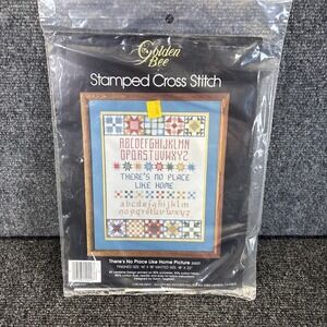 Vtg~Golden Bee~Stamped Cross Stitch Kit~There's No Place Like Home~18"x22"~NIP